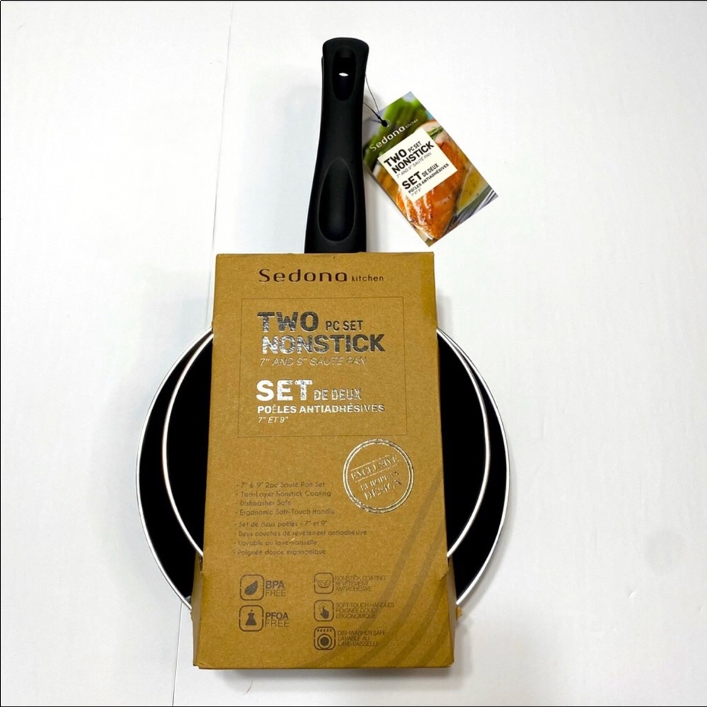 Sedona Set of 2 Aluminum Non-Stick Fry Pans 7" & 9"  Dishwasher Safe, Saute Pans